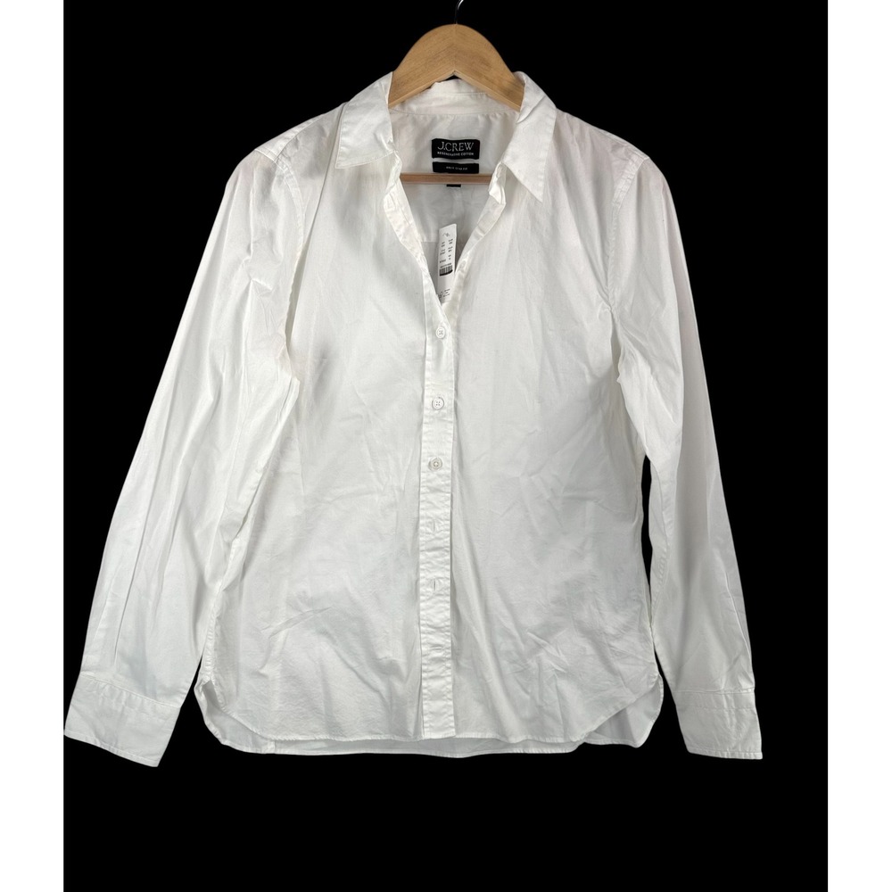 J.Crew Wren slim shirt in stretch cotton poplin white sz 10 money classic